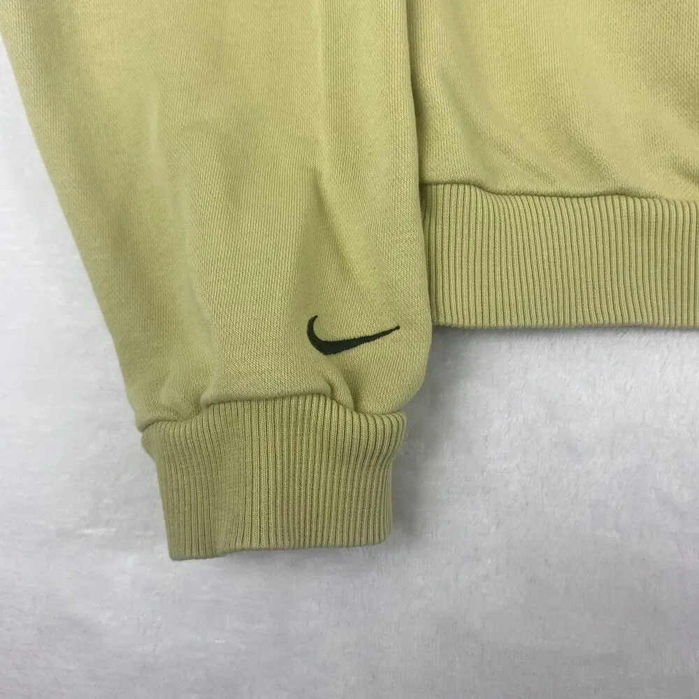 Nike Sweater Womens Medium Green Cropped Hoodie Logo Sweatshirt Pullover